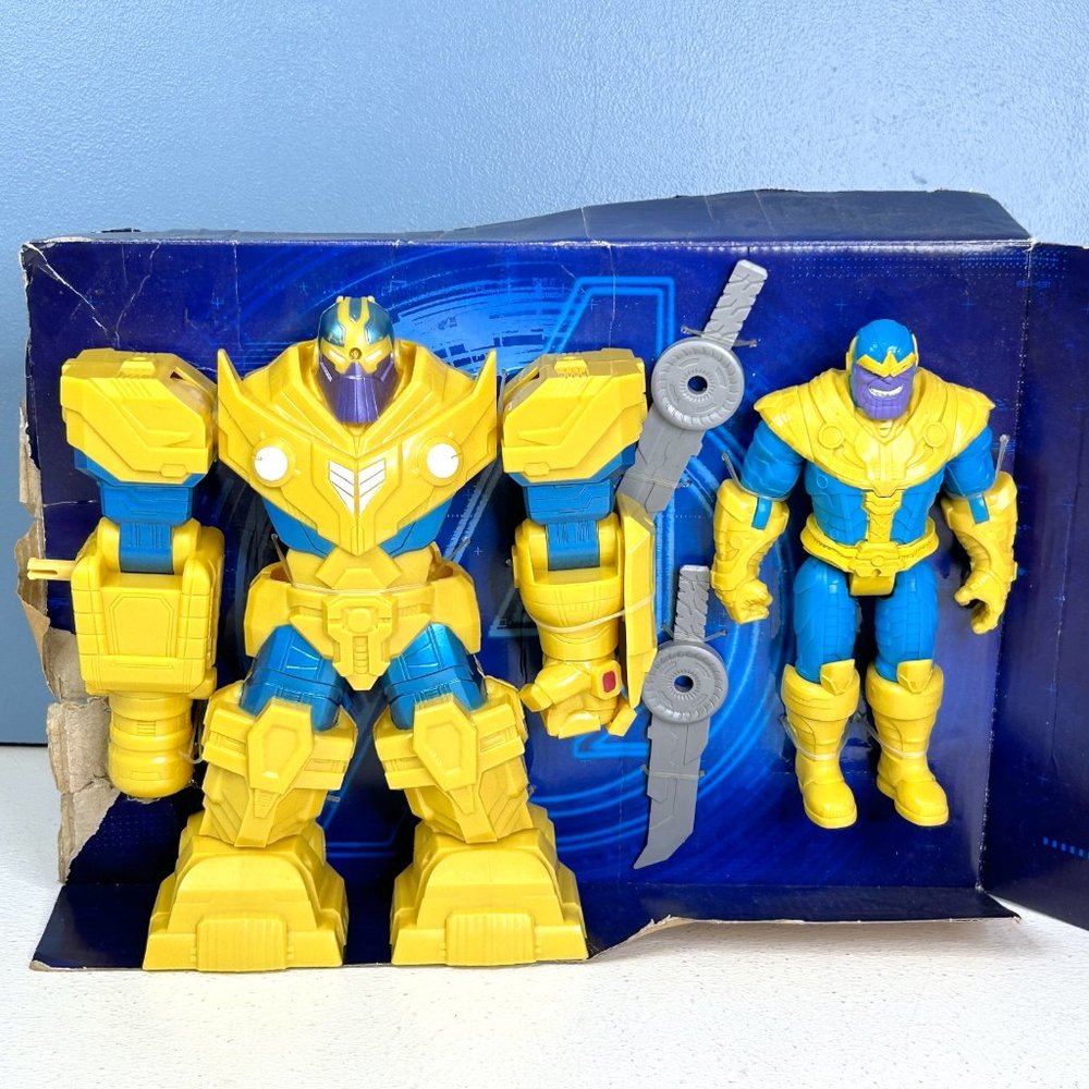 Marvel Avengers Mech Strike Thanos Figure With Infinity Mech Suit DAMAGED BOXโ
